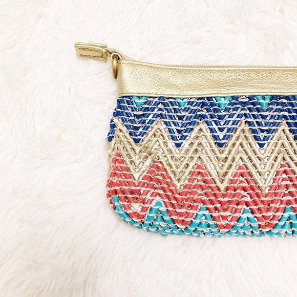 Big Buddha Beaded Clutch Chevron Patterned Bag - Picture 2 of 3